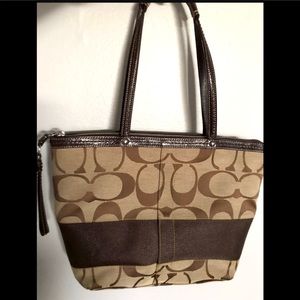Authentic Coach Signature brown small tote bag
